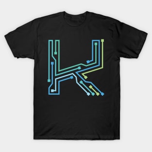 Alphabet K Circuit Typography Design T-Shirt